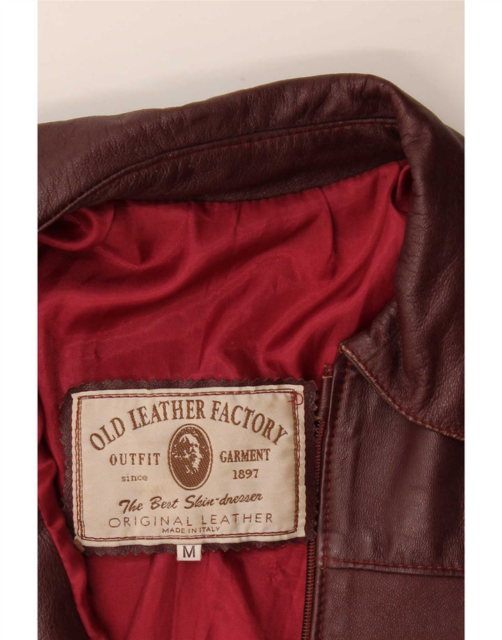 Vintage Womens Leather Jacket UK 14 Medium Burgundy