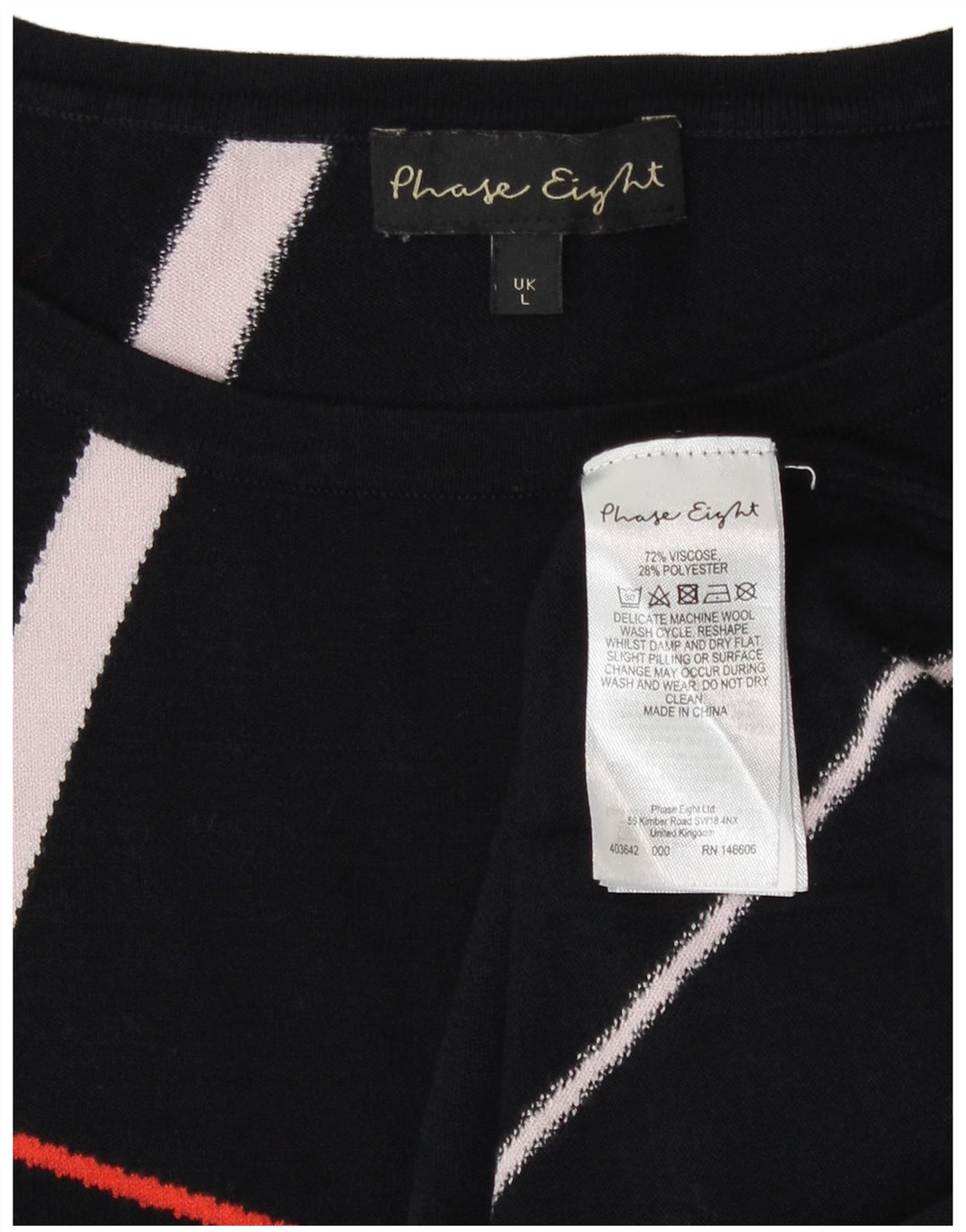 Phase Eight Womens Crew Neck Jumper Sweater UK 16 Large Black Geometric