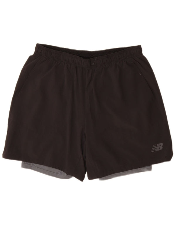 New Balance Mens Sport Shorts Large  Black Colourblock Polyester