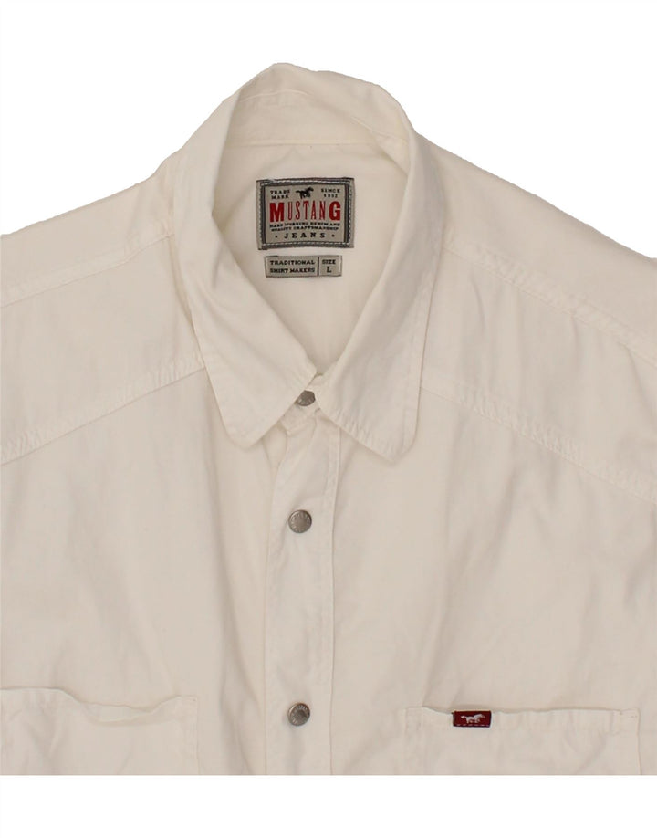 MUSTANG Mens Short Sleeve Shirt Large White Vintage Mustang and Second-Hand Mustang from Messina Hembry 