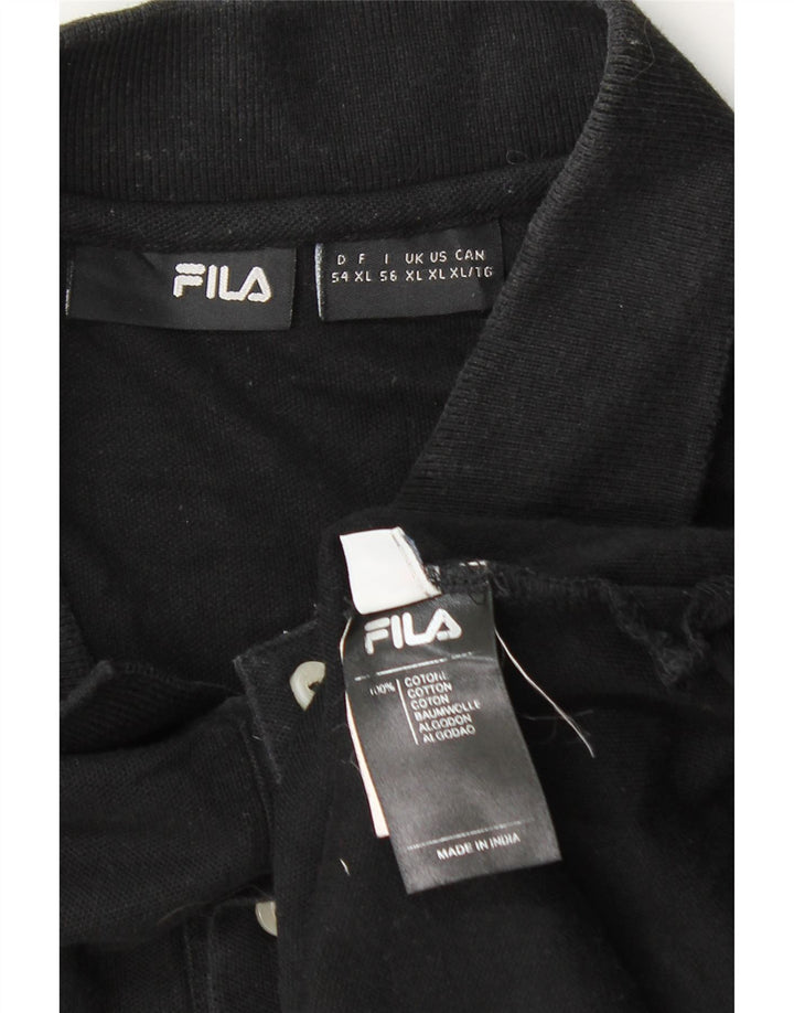FILA Mens Polo Shirt XL Black Cotton
