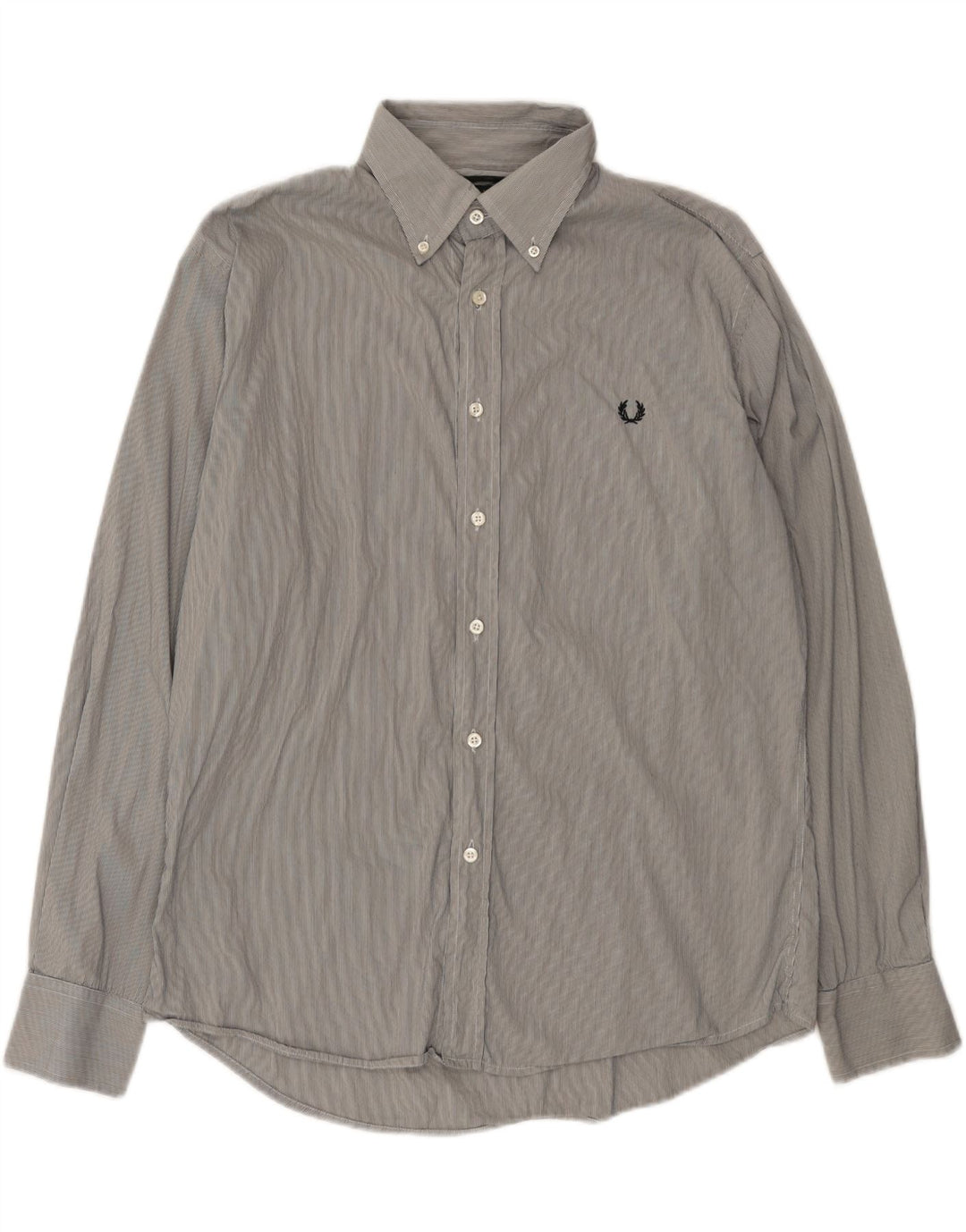 FRED PERRY Mens Slim Fit Shirt XL Grey Pinstripe Cotton