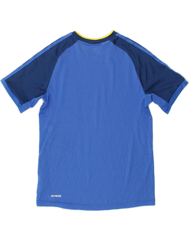 ADIDAS Boys T-Shirt Top 13-14 Years Blue Colourblock Polyester | Vintage Adidas | Thrift | Second-Hand Adidas | Used Clothing | Messina Hembry 