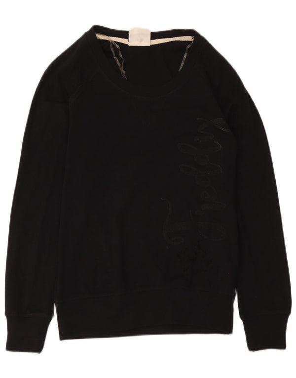 Freddy Womens Graphic Sweatshirt Jumper UK 12 Medium Black Cotton