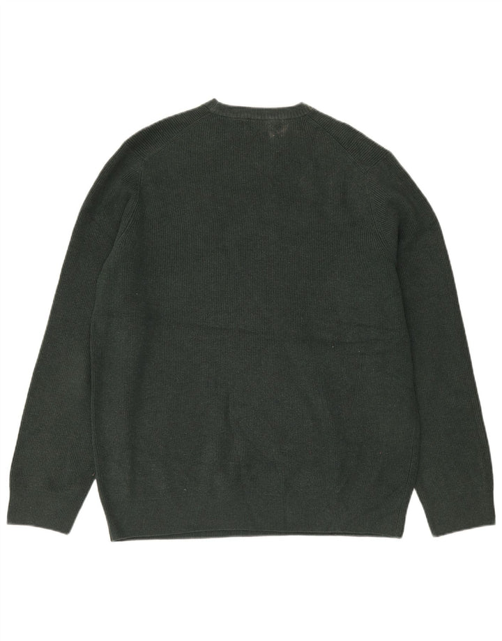 Marks & Spencer Mens Crew Neck Jumper Sweater XL Green Polyester