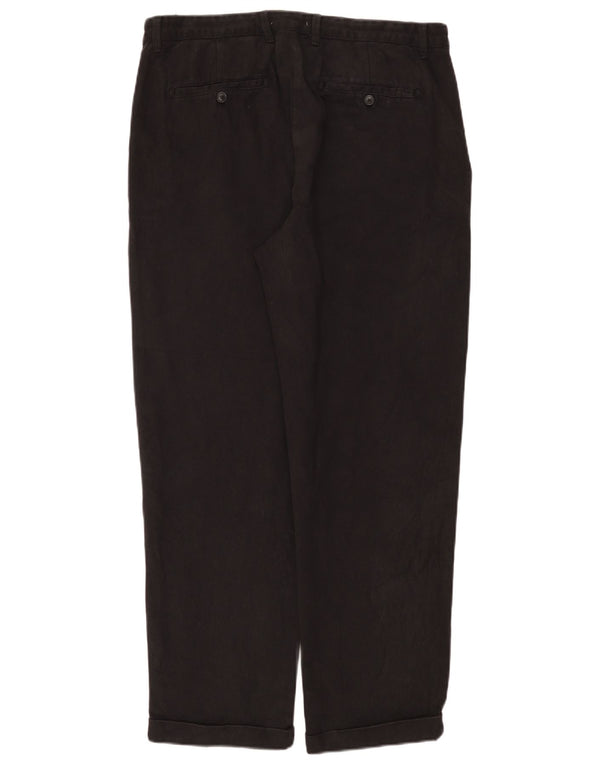Zara Mens Straight Chino Trousers EU 44 Large W34 L29 Black Cotton