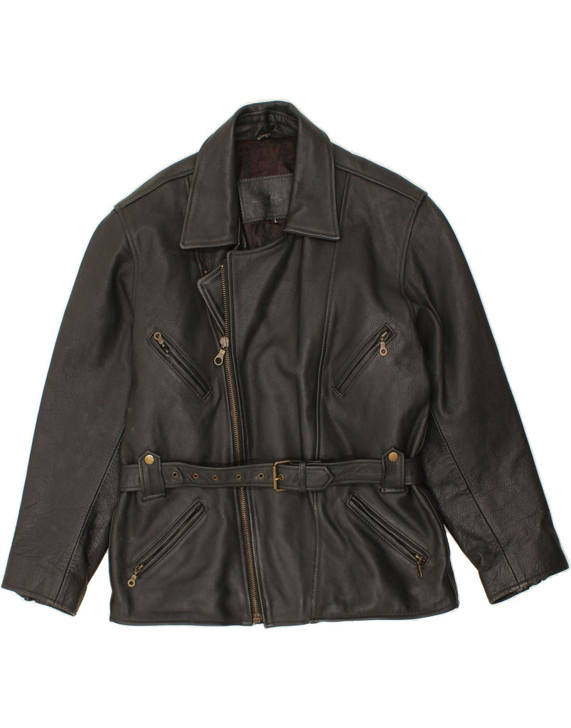 LOUIS INTERNATIONAL Womens Leather Jacket UK 16 Large Black Leather Vintage Louis International and Second-Hand Louis International from Messina Hembry 
