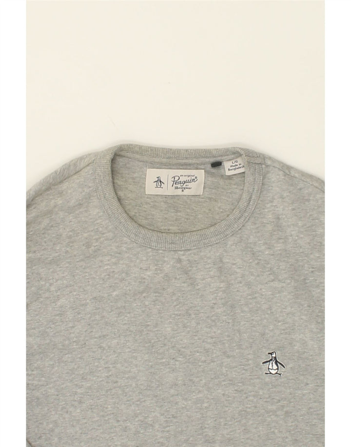 PENGUIN Mens Sweatshirt Jumper Large Grey Cotton
