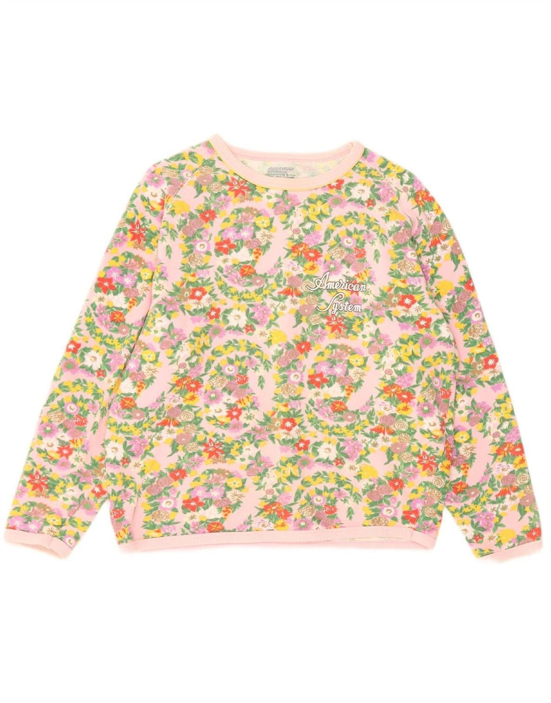 AMERICAN SYSTEM Womens Sweatshirt Jumper UK 14 Medium Multicoloured Floral Vintage American System and Second-Hand American System from Messina Hembry 