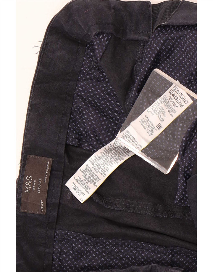 Marks & Spencer Mens Regular Chino Trousers W40 L33 Navy Blue Cotton