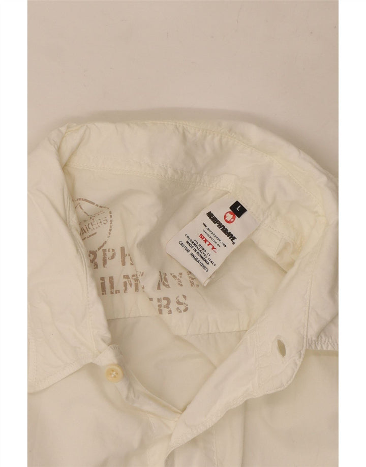 Murphy & Nye Mens Short Sleeve Military Shirt Large White Cotton