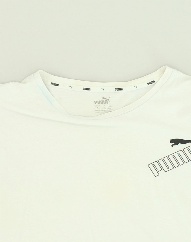 PUMA Mens T-Shirt Top Medium White Cotton | Vintage Puma | Thrift | Second-Hand Puma | Used Clothing | Messina Hembry 