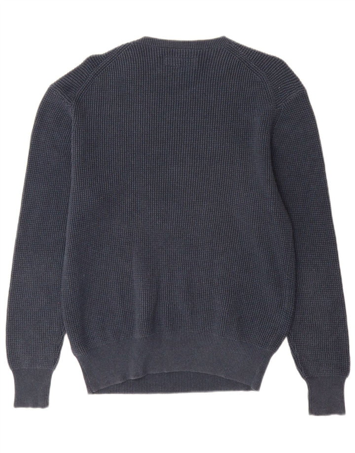All Saints Mens Crew Neck Jumper Sweater Medium Navy Blue Cotton