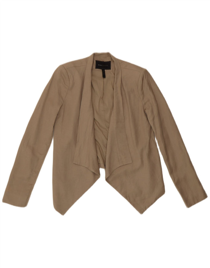 BCBGMAXAZRIA Womens Asymetric Open Blazer Jacket UK 6 XS Beige Rayon