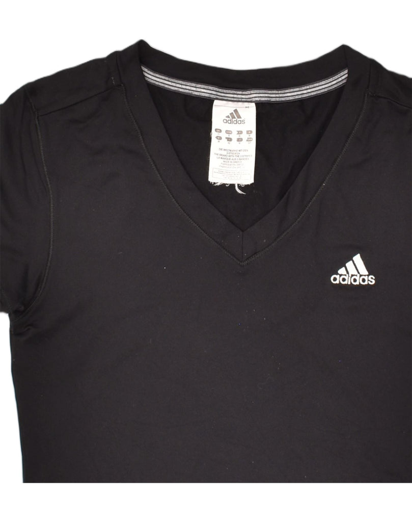 ADIDAS Womens T-Shirt Top UK 10 Small Black Polyamide | Vintage Adidas | Thrift | Second-Hand Adidas | Used Clothing | Messina Hembry 