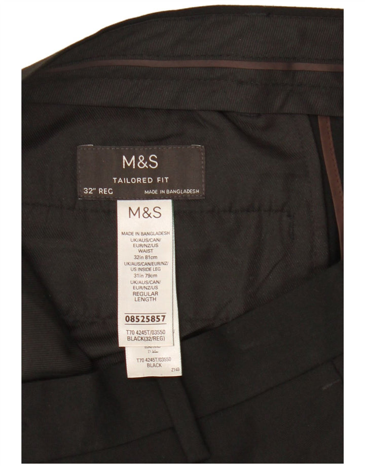 Marks & Spencer Womens Tailored Fit Slim Chino Trousers W32 L30 Black