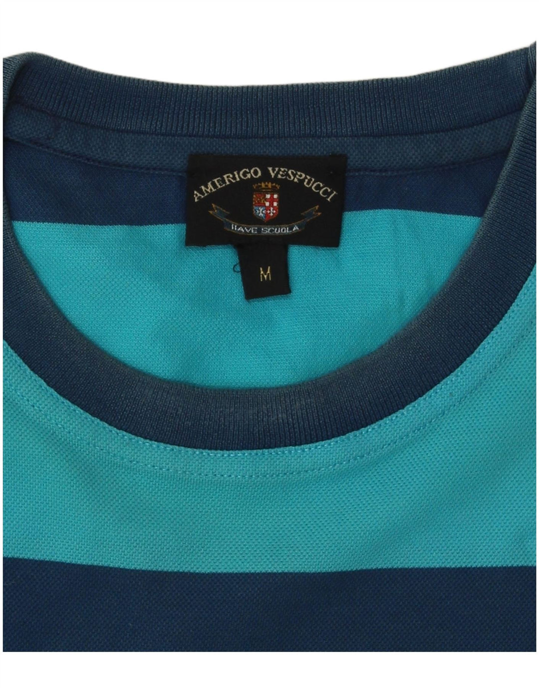 AMERIGO VESPUCCI Mens T-Shirt Top Medium Blue Striped