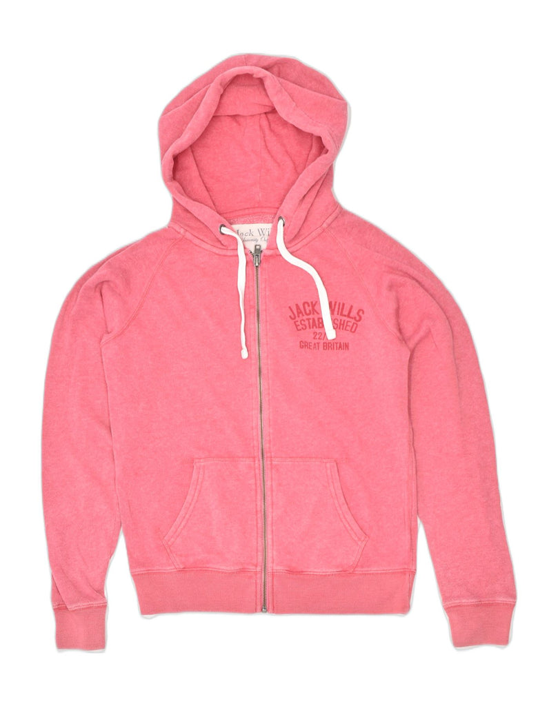 JACK WILLS Womens Zip Hoodie Sweater UK 10 Small Pink Cotton Sports | Vintage | Thrift | Second-Hand | Used Clothing | Messina Hembry 