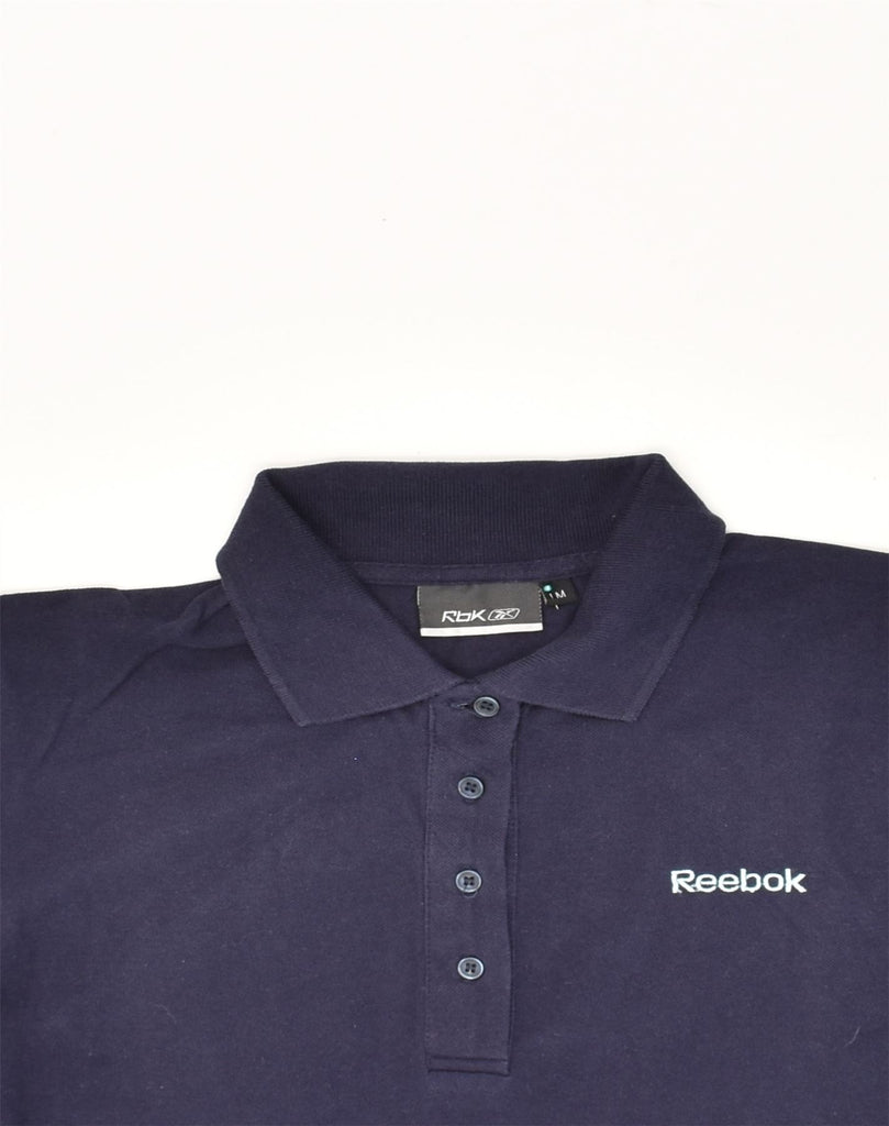 REEBOK Womens Polo Shirt UK 12 Medium Navy Blue Cotton | Vintage Reebok | Thrift | Second-Hand Reebok | Used Clothing | Messina Hembry 