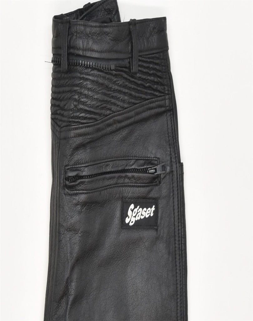 VINTAGE Womens Leather Moto Racer Trousers Medium W26 L28 Black Leather | Vintage | Thrift | Second-Hand | Used Clothing | Messina Hembry 