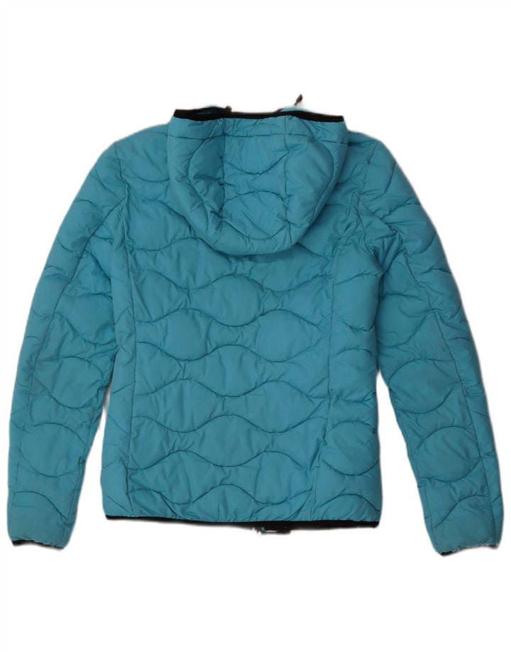 Superdry Womens Hooded Padded Jacket UK 8 Small Blue Polyester
