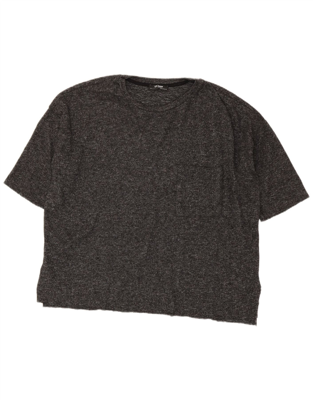 Zara Womens Oversized T-Shirt Top UK 14 Medium Grey Flecked Polyester