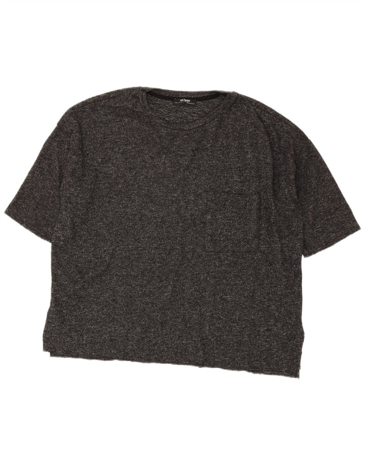 Zara Womens Oversized T-Shirt Top UK 14 Medium Grey Flecked Polyester