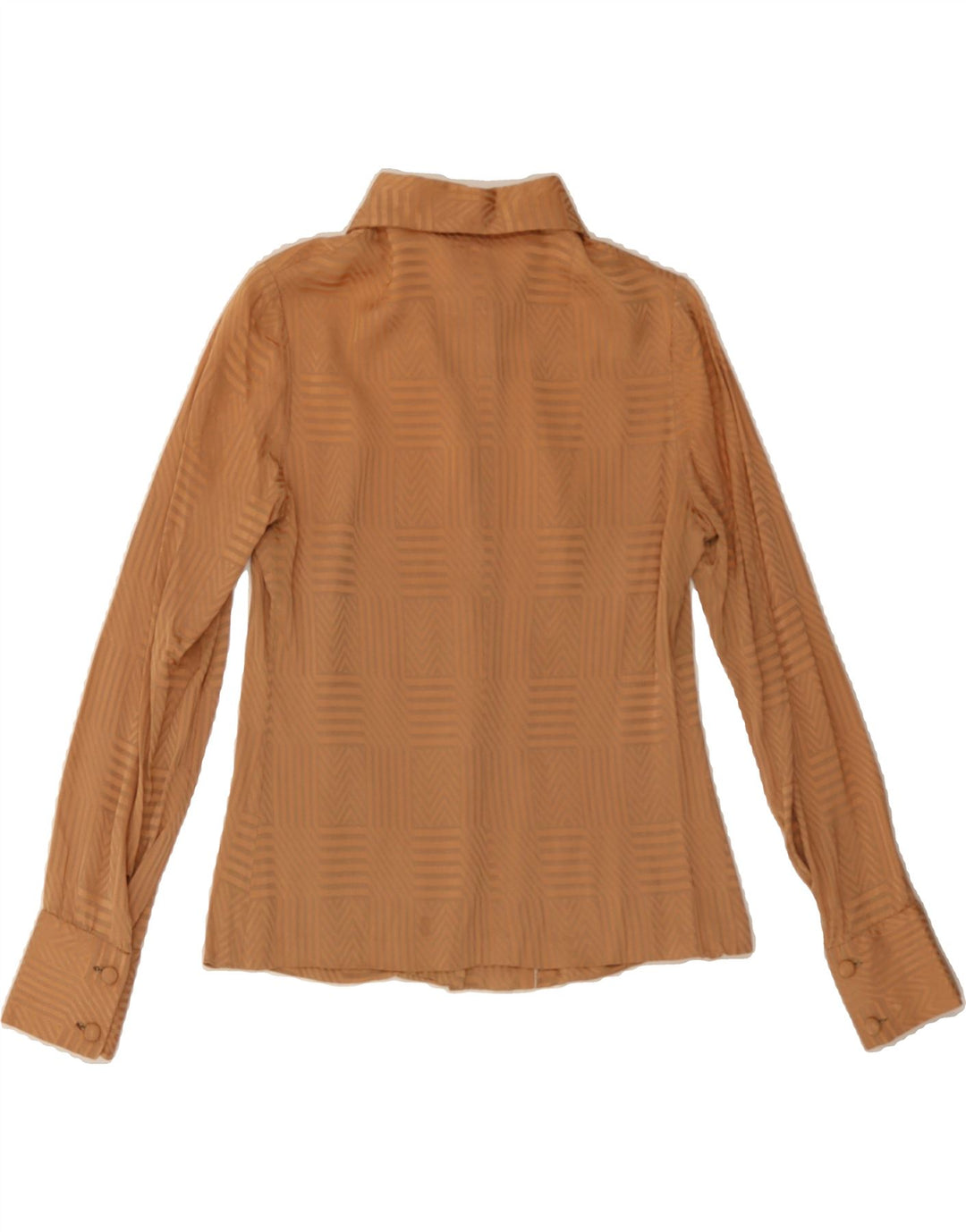 VINTAGE Womens Shirt UK 10 Small Beige Geometric Vintage Vintage and Second-Hand Vintage from Messina Hembry 