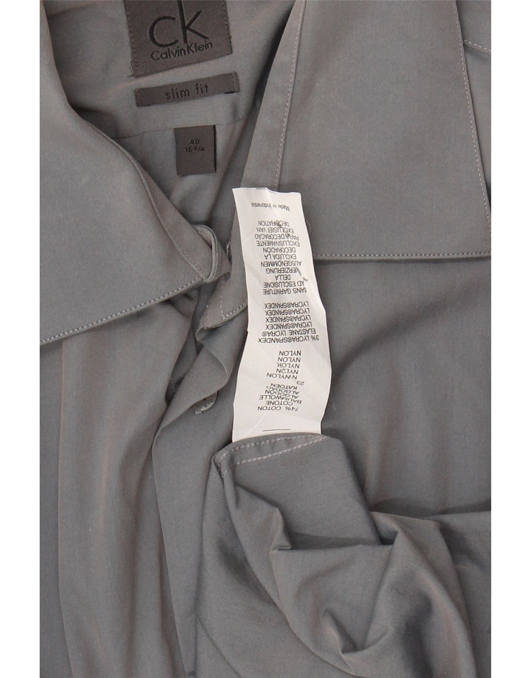 CALVIN KLEIN Mens Slim Fit Shirt Size 40 15 3/4 Medium Grey Cotton
