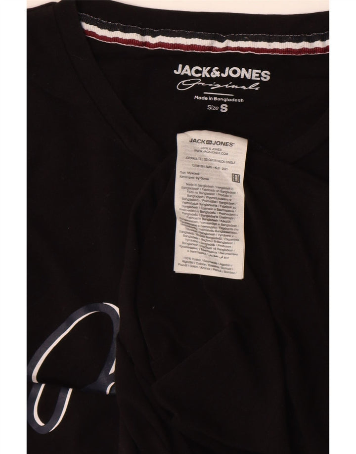Jack & Jones Mens Graphic T-Shirt Top Small Black Cotton