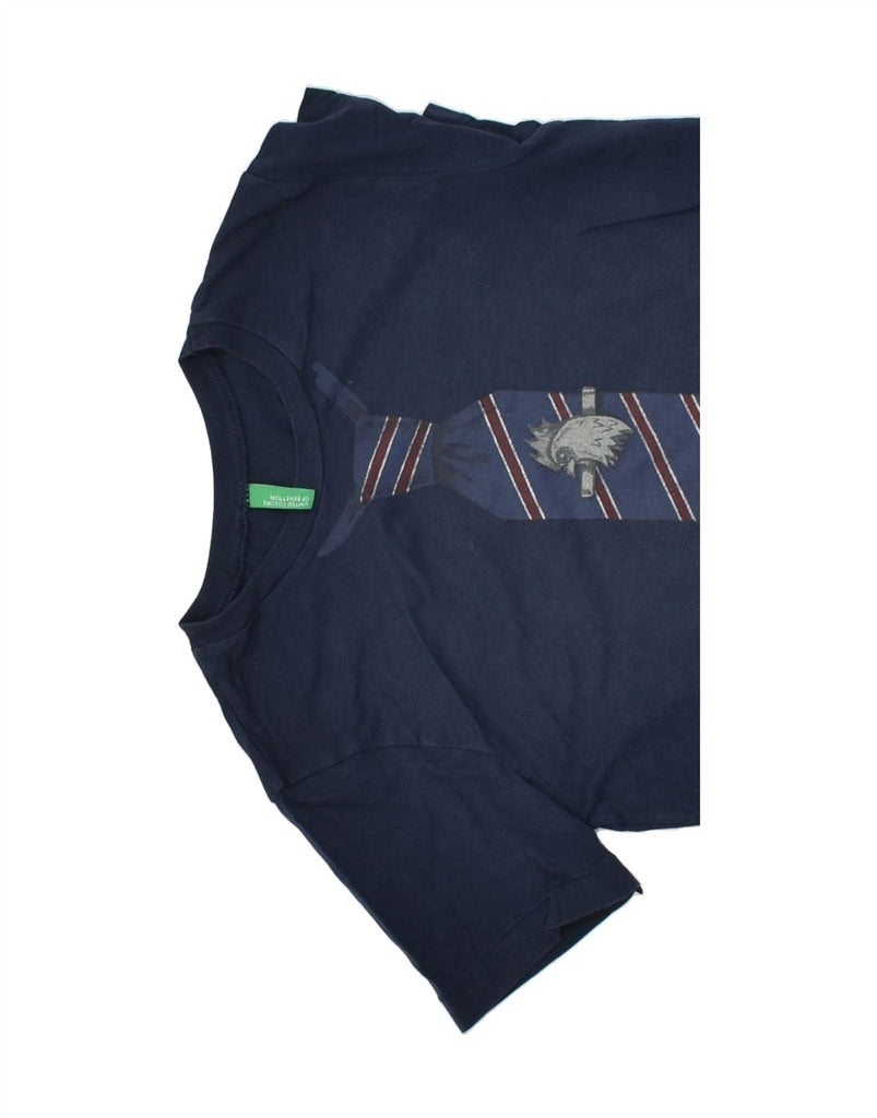 BENETTON Boys Graphic T-Shirt Top 6-7 Years Small  Navy Blue Cotton | Vintage Benetton | Thrift | Second-Hand Benetton | Used Clothing | Messina Hembry 