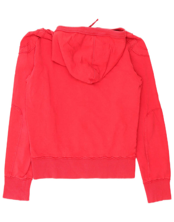 Cesare Paciotti 4US Womens Graphic Zip Hoodie Sweater UK 14 Medium Red