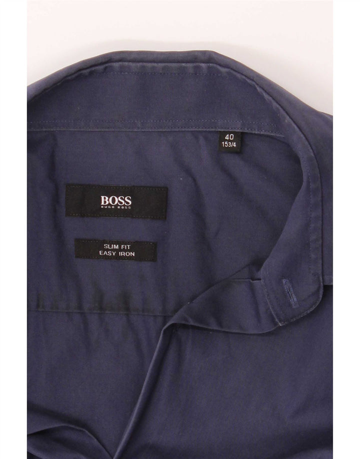Hugo Boss Mens Slim Fit Shirt Size 40 15 3/4 Medium Navy Blue