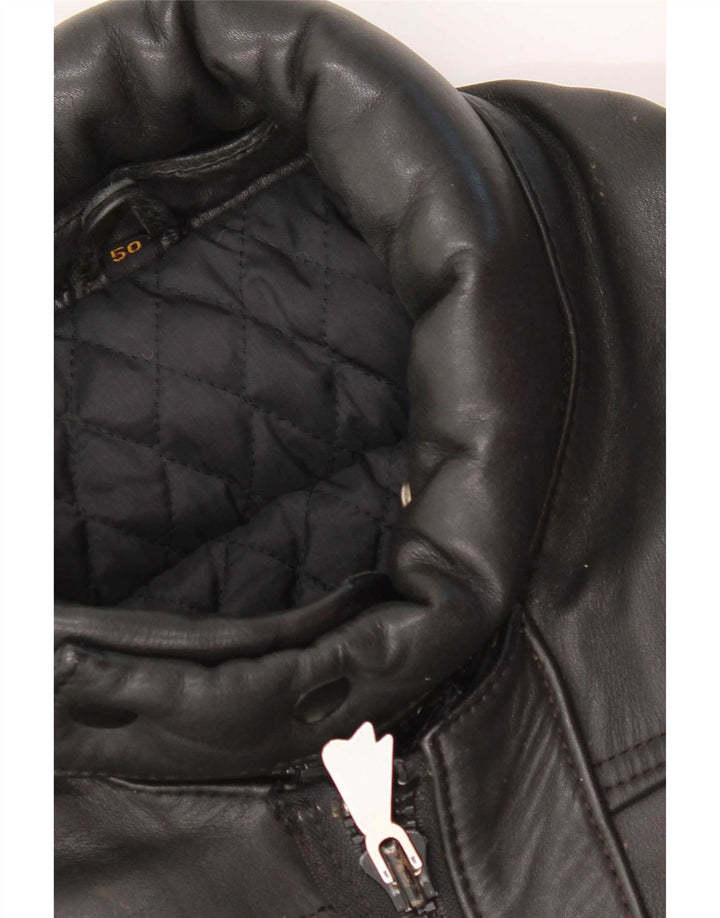 Hein Gericke Mens Leather Racer Jacket IT 50 Large Black Leather