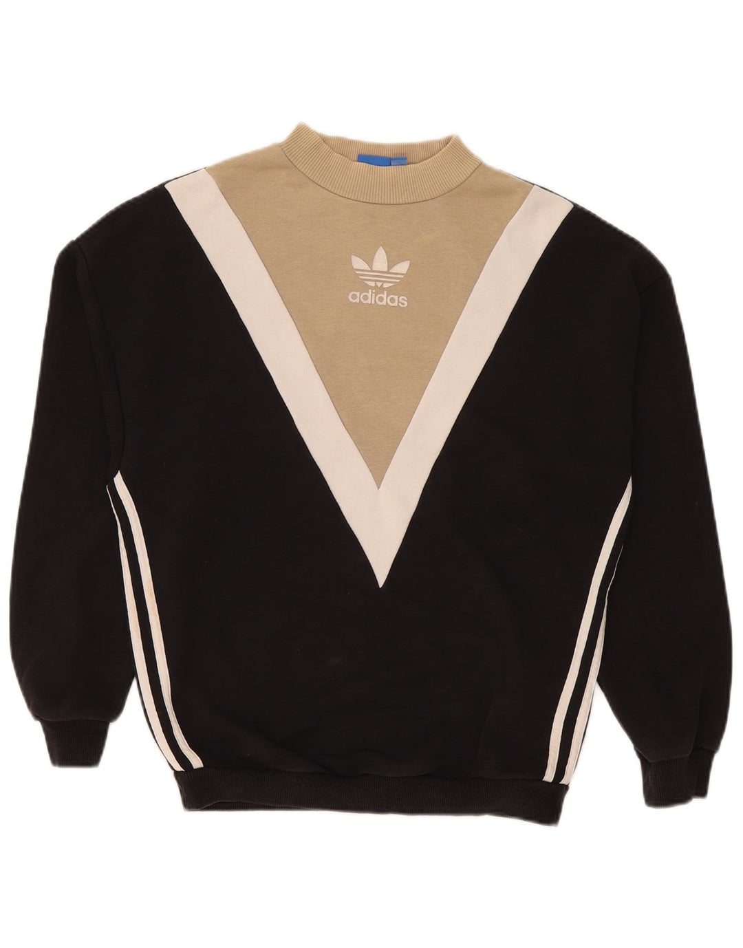 Adidas Womens Oversized Sweatshirt Jumper UK 10 Small Black Colourblock