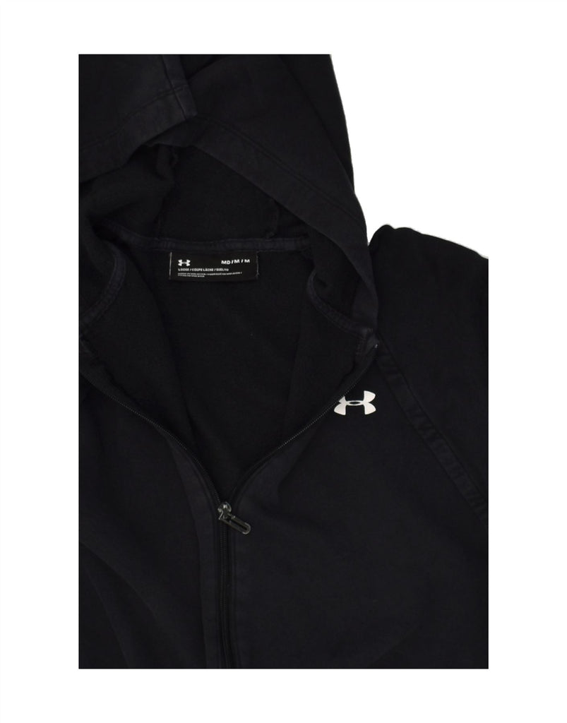 UNDER ARMOUR Womens Graphic Crop Zip Hoodie Sweater UK 14 Medium Black | Vintage Under Armour | Thrift | Second-Hand Under Armour | Used Clothing | Messina Hembry 