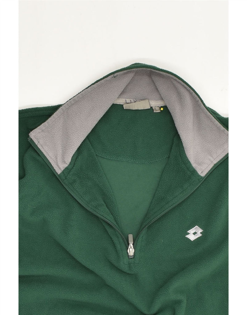 LOTTO Womens Zip Neck Fleece Jumper Large Green Polyester | Vintage Lotto | Thrift | Second-Hand Lotto | Used Clothing | Messina Hembry 