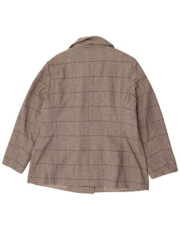Marks & Spencer Womens Double Breasted Coat UK 18 XL Grey Check New Wool