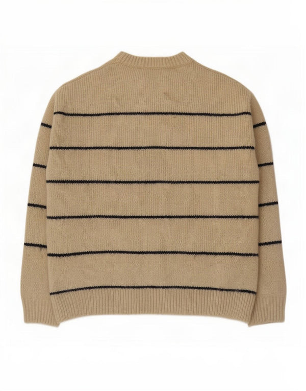 Zara Girls Boat Neck Jumper Sweater 13-14 Years Beige Striped Polyester