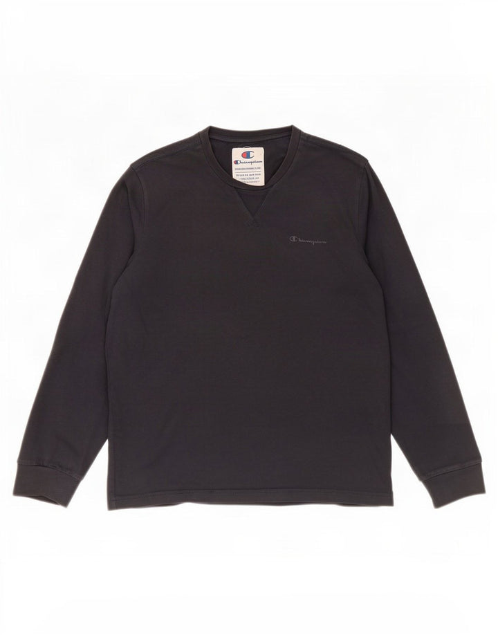 Champion Mens Top Long Sleeve Medium Navy Blue Cotton