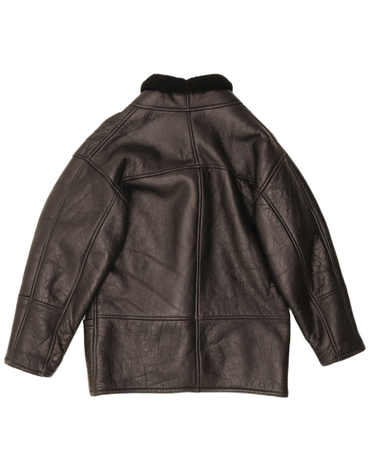 Vintage Mens Shearling Jacket IT 50 Large Black Shearling