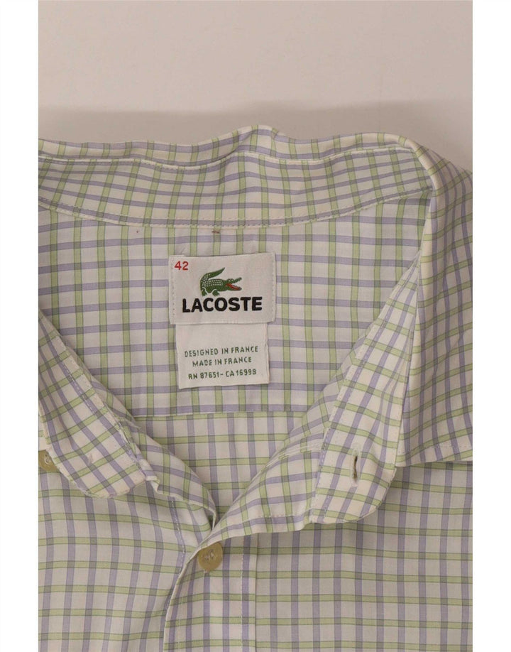 Lacoste Mens Shirt Size 42 Large White Check