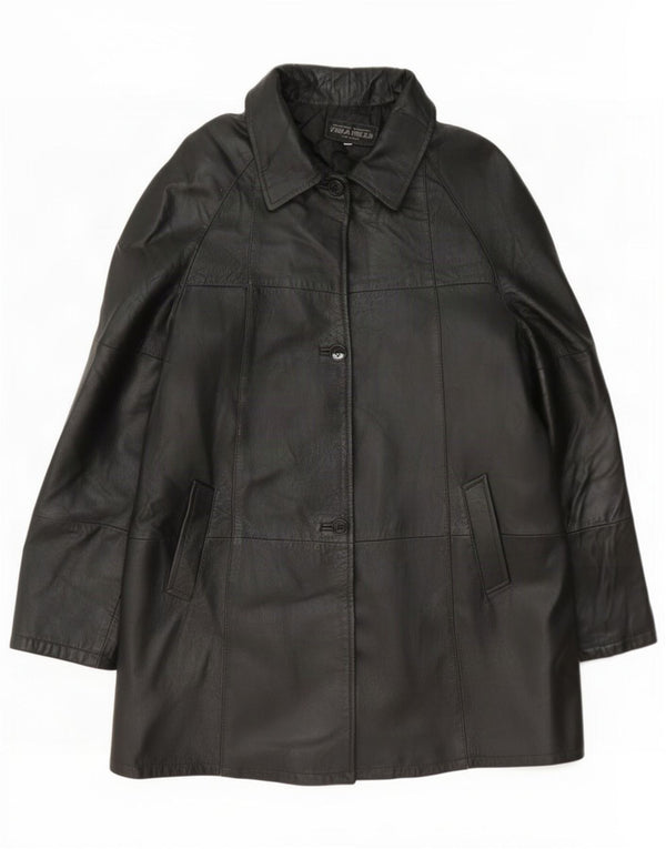 Lavorazione Artigianale Womens Leather Coat IT 46 Large Black