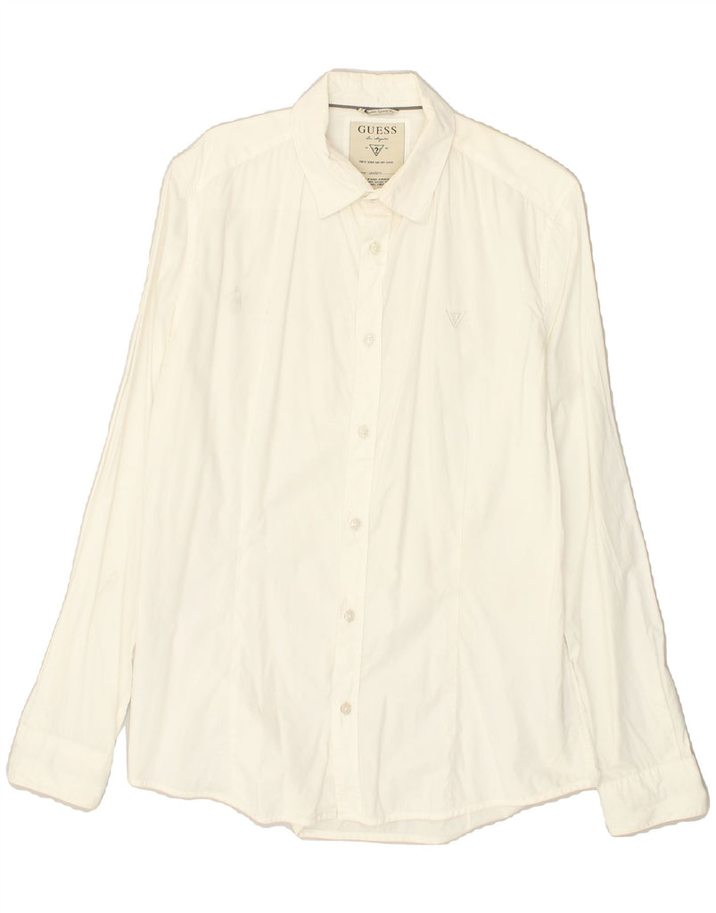 GUESS Mens Shirt UK 40 Medium White Cotton | Vintage Guess | Thrift | Second-Hand Guess | Used Clothing | Messina Hembry 