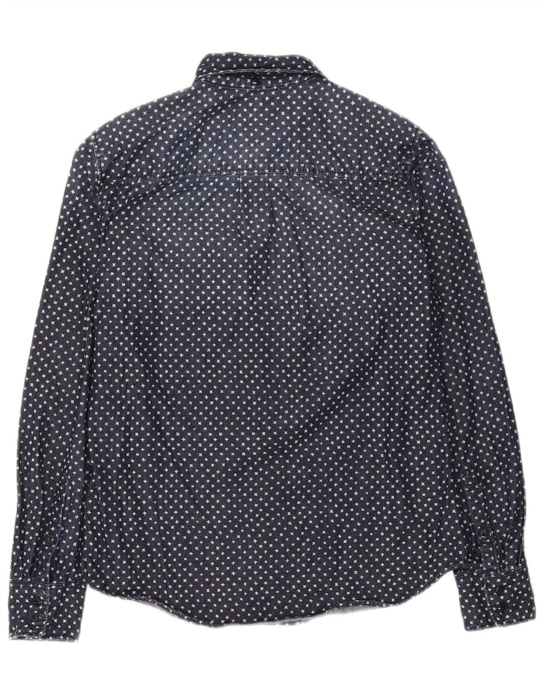 J. Crew Womens Abstract Pattern Oversized Denim Shirt US 2 XS Navy Blue