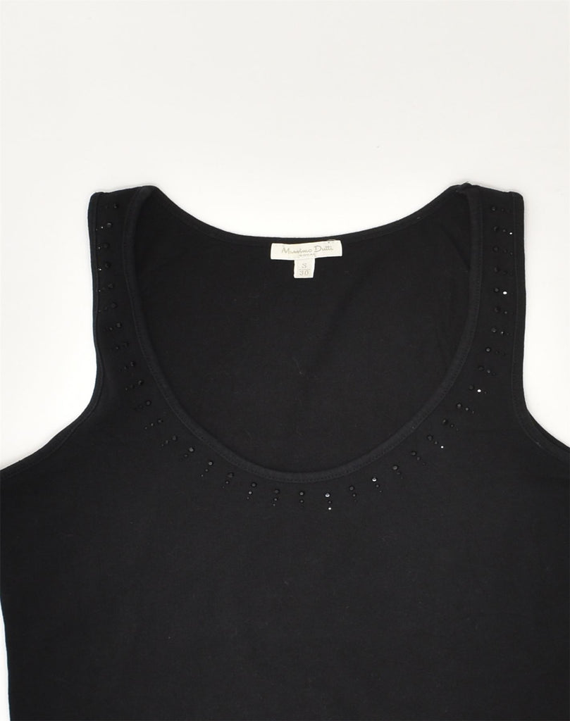 MASSIMO DUTTI Womens Vest Top UK 8 Small Black Cotton | Vintage Massimo Dutti | Thrift | Second-Hand Massimo Dutti | Used Clothing | Messina Hembry 