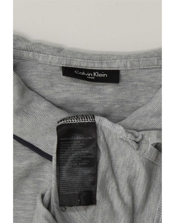 Calvin Klein Mens Polo Shirt Small Grey Flecked Cotton