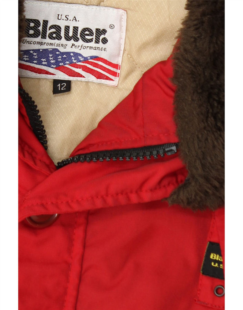BLAUER Boys Padded Jacket 11-12 Years Red Polyester Vintage Blauer and Second-Hand Blauer from Messina Hembry 