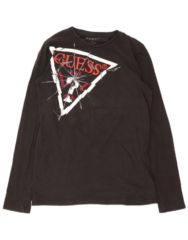 Guess Boys Graphic Top Long Sleeve 15-16 Years Black