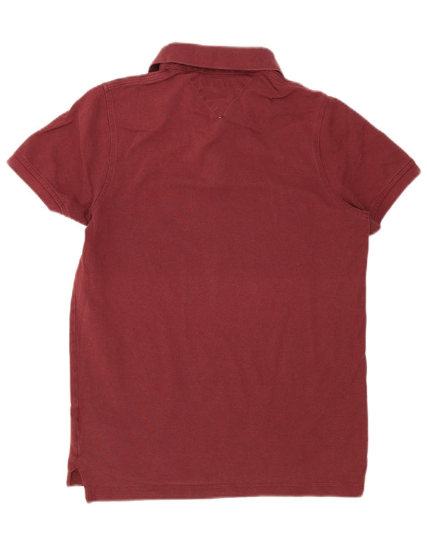 Tommy Hilfiger Mens Slim Fit Polo Shirt Small Burgundy Cotton